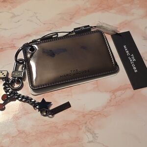 NWT Marc Jacobs Charm Top Zip Wallet in Mirrored Nickel